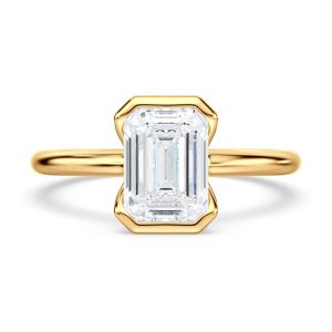 14K Yellow Gold Half Bezel Emerald Solitaire Engagement Ring 14K Yellow Gold Half Bezel Emerald Solitaire Engagement Ring