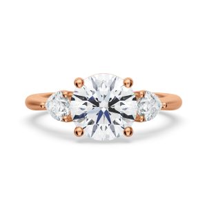 14K Rose Gold Tapered Three Stone With Pears Engagement Ring 14K Rose Gold Tapered Three Stone With Pears Engagement Ring