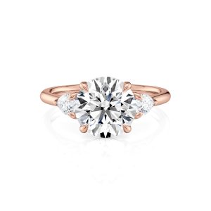 14K Rose Gold Tapered Three Stone With Pears Engagement Ring 14K Rose Gold Tapered Three Stone With Pears Engagement Ring