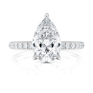 14K White Gold 3 Prong Pear Pave Engagement Ring 14K White Gold 3 Prong Pear Pave Engagement Ring