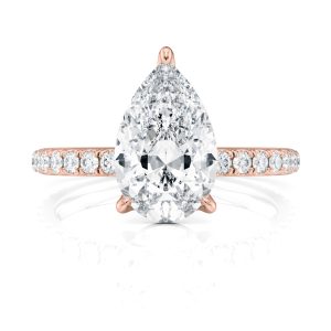 14K Rose Gold 3 Prong Pear Pave Engagement Ring 14K Rose Gold 3 Prong Pear Pave Engagement Ring