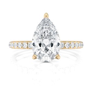 14K Yellow Gold 3 Prong Pear Pave Engagement Ring 14K Yellow Gold 3 Prong Pear Pave Engagement Ring