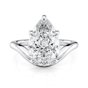 14K White Gold Curved Pear Solitaire Ring 14K White Gold Curved Pear Solitaire Ring