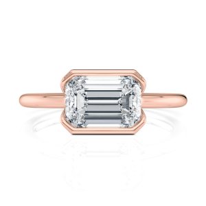 14K Rose Gold E.W. Half Bezel Emerald Solitaire Engagement Ring 14K Rose Gold E.W. Half Bezel Emerald Solitaire Engagement Ring
