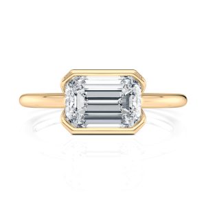 14K Yellow Gold E.W. Half Bezel Emerald Solitaire Engagement Ring 14K Yellow Gold E.W. Half Bezel Emerald Solitaire Engagement Ring