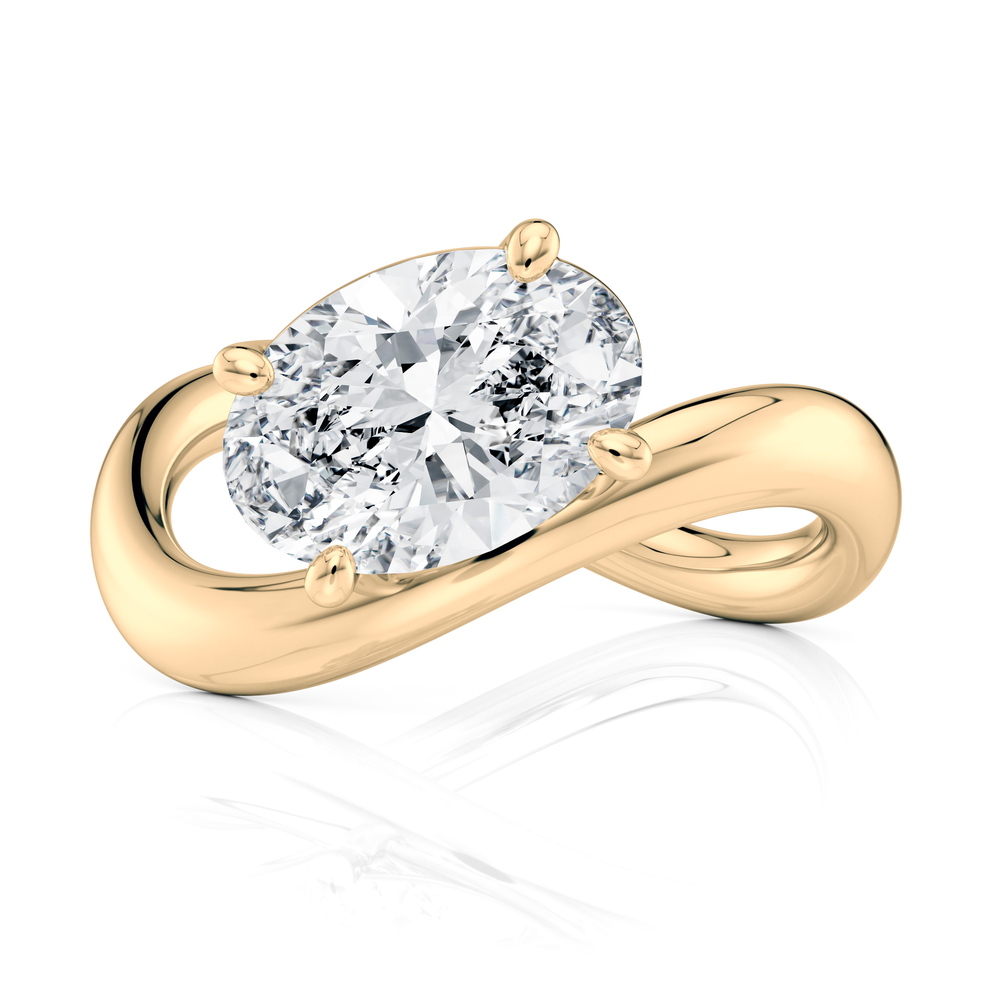 18K Yellow Gold Flow Bypass Ring