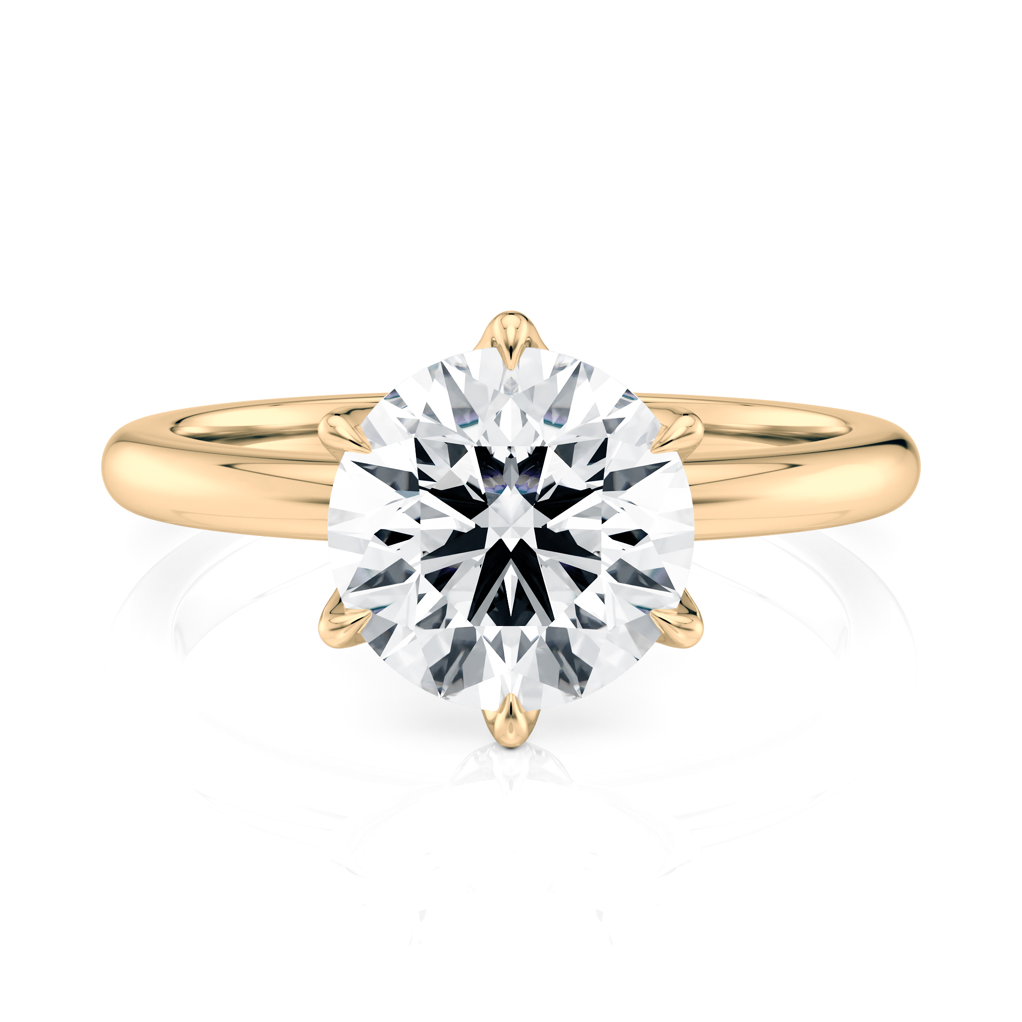 14K Yellow Gold 6 Prong Tulip Solitaire engagement ring