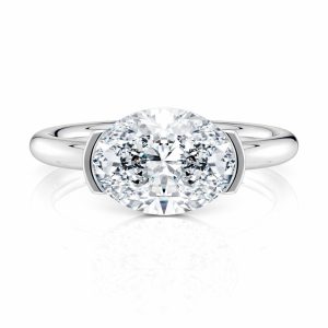 14K White Gold East-West Half Bezel Solitaire Engagement Ring 14K White Gold East-West Half Bezel Solitaire Engagement Ring