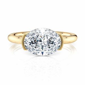18K Yellow Gold East-West Half Bezel Solitaire Engagement Ring