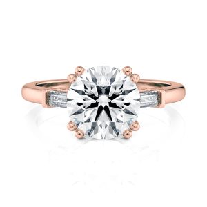 14k Rose Cathedral Baguette Diamond Engagement Ring 14k Rose Cathedral Baguette Diamond Engagement Ring