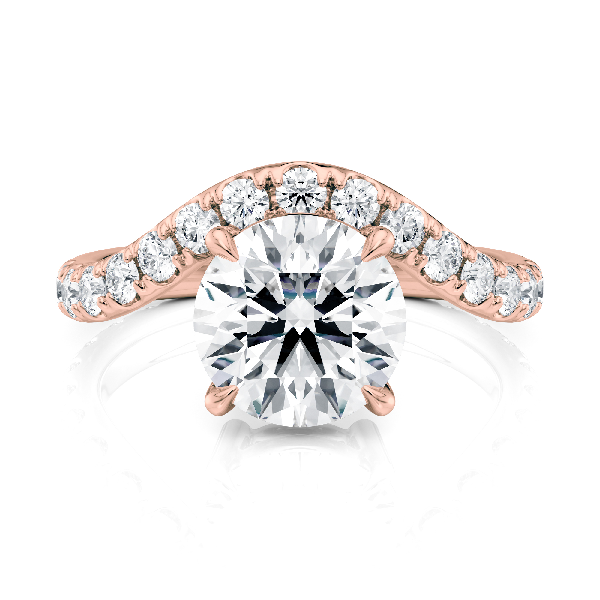 14K Rose Gold Waves Pave engagement ring