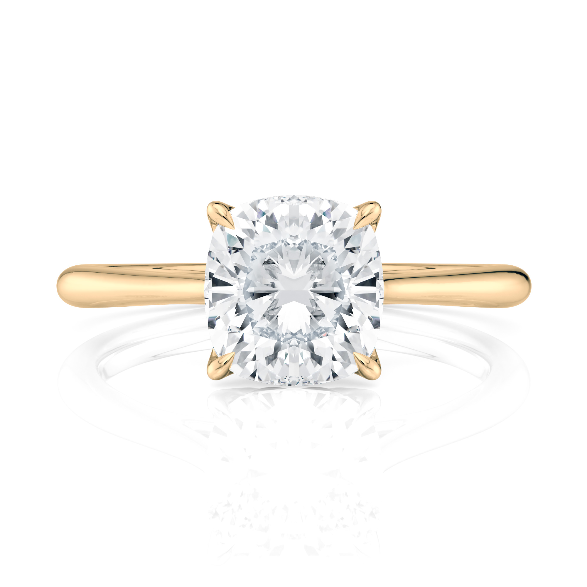18K Yellow Gold Cushion Cathedral Petal