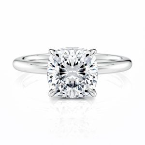 14K White Gold Floating Basket Cushion Cut Solitaire Engagement Ring 14K White Gold Floating Basket Cushion Cut Solitaire Engagement Ring