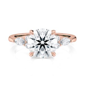 14K Rose Gold Round Center With Marquise & Round Cluster Engagement Ring 14K Rose Gold Round Center With Marquise & Round Cluster Engagement Ring