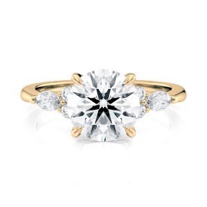 18K Yellow Gold Round Center With Marquise & Round Cluster Engagement Ring 18K Yellow Gold Round Center With Marquise & Round Cluster Engagement Ring
