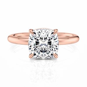 14K Rose Gold Floating Basket Cushion Cut Solitaire Engagement Ring 14K Rose Gold Floating Basket Cushion Cut Solitaire Engagement Ring